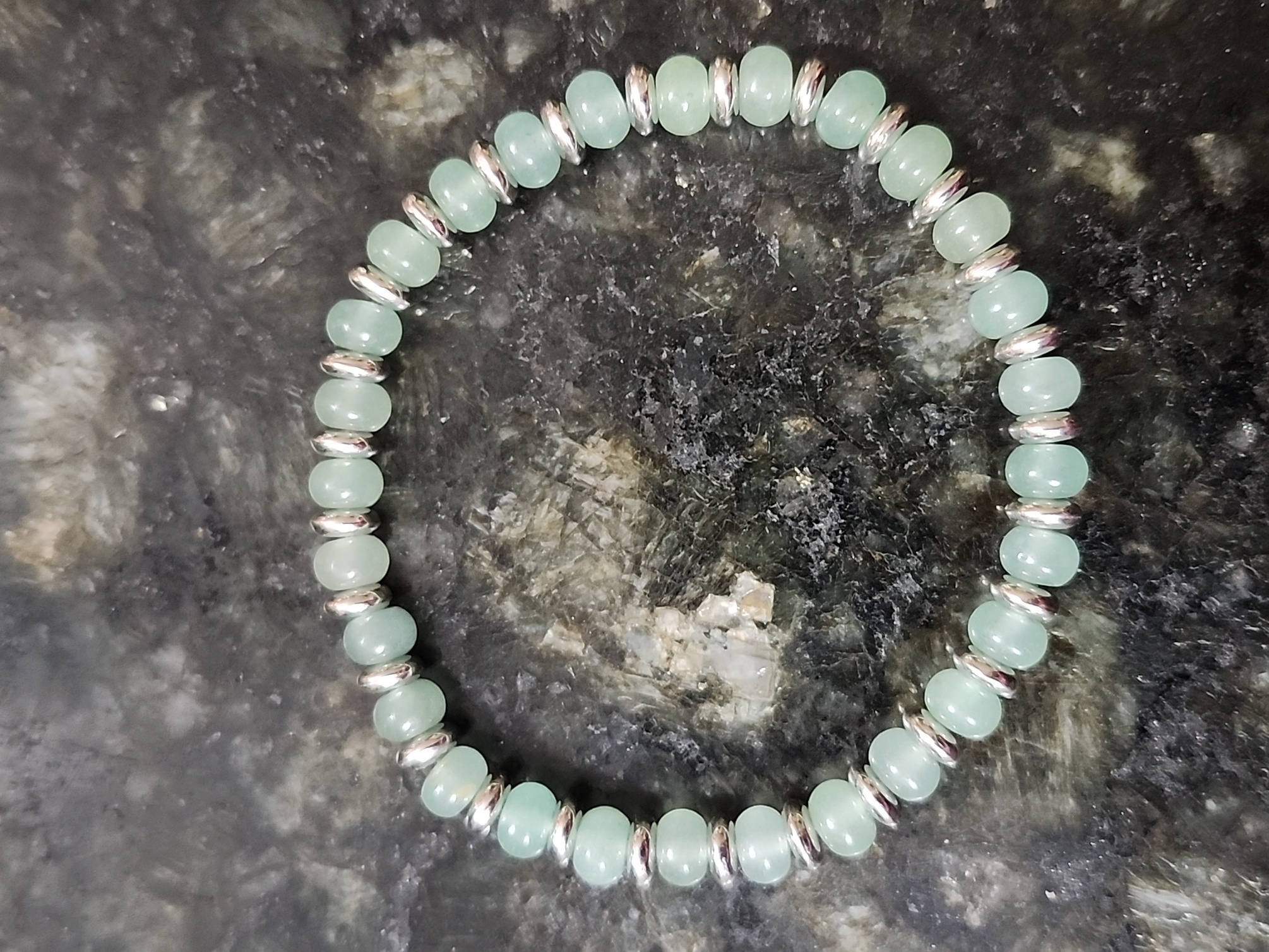 Handmade Natural Green Aventurine Jade Stone Rondell Beaded Bracelet